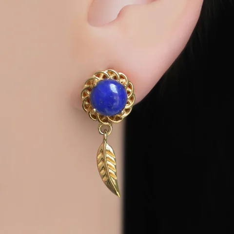 Серьги из серебра 925 с лазуритом, позолота